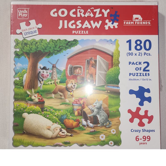 go crazy jigsaw puzzle farm animals 180 pcs - Picture 1 of 7